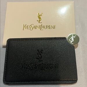 YVES SAINT LAURENT BLACK CARD HOLDER W / Mirror GWP NIB AUTHENTIC SMALL WALLET.